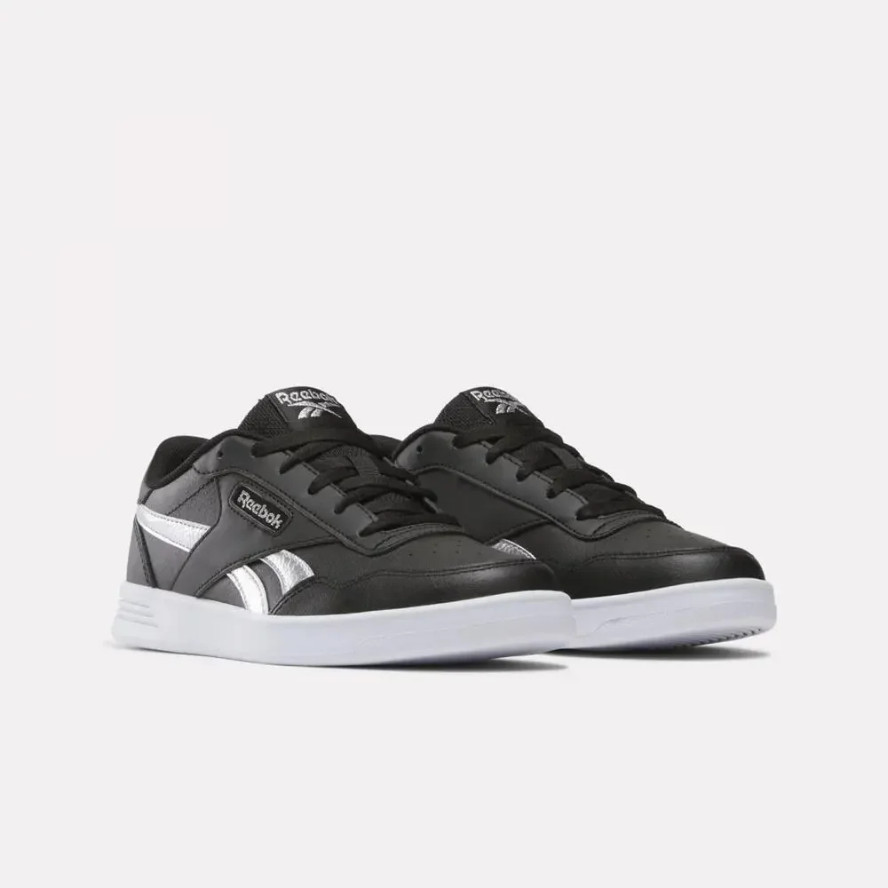 REEBOK WOMEN'S COURT ADVANCE SNEAKER, BLACK/BLACK/SILVER, SIZE 5.5